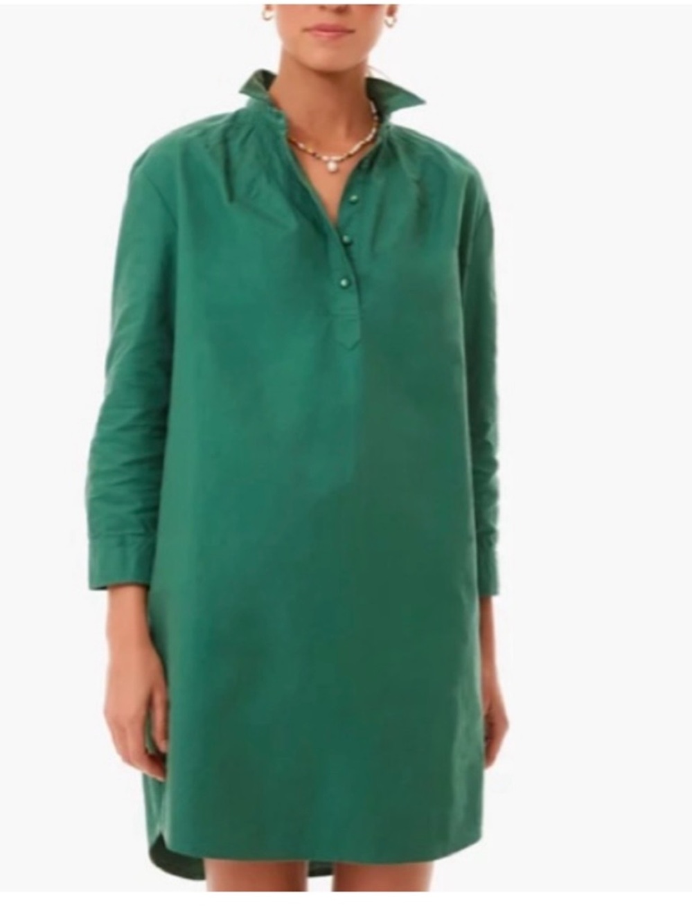Pomander Place Button-Front Mini Polly Dress in Sage Green - Picture 3 of 5